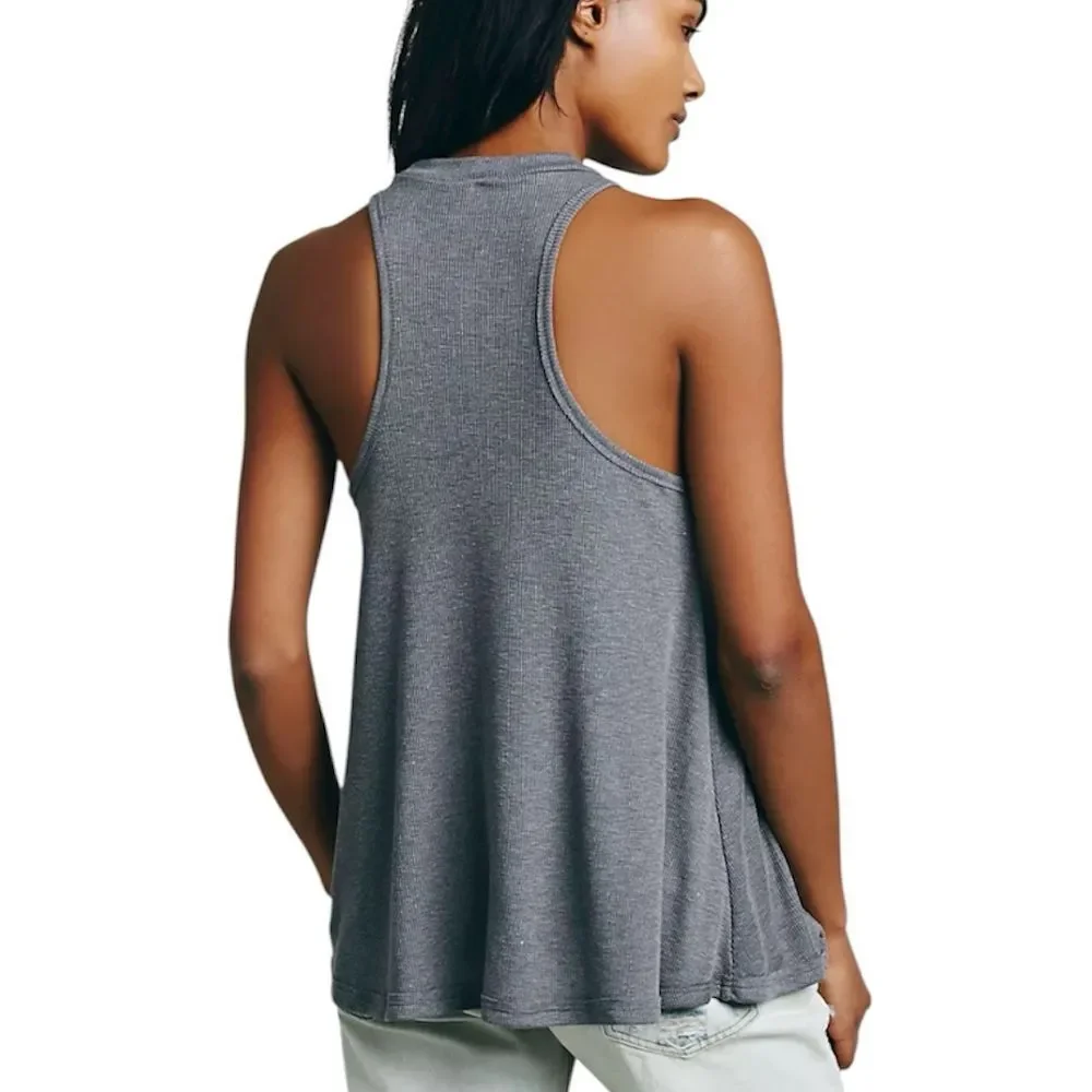 Free People Mock Me Tank Top Gray Small
